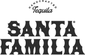 Text design reads "Handcrafted Tequila SANTA FAMILIA" with artistic font style.